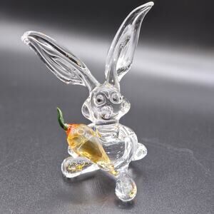 Lampwork Glass Art Bunny with a Carrot  Peter Rabbit Medium Size